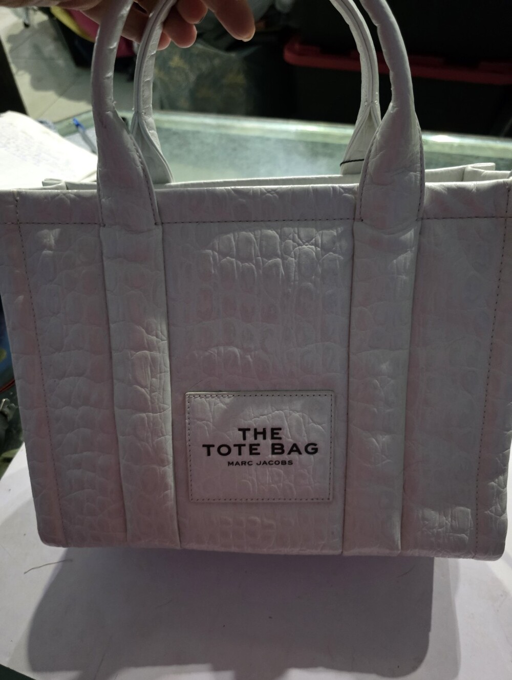 New Marc Jacobs White Croc-Embossed The Tote Bag